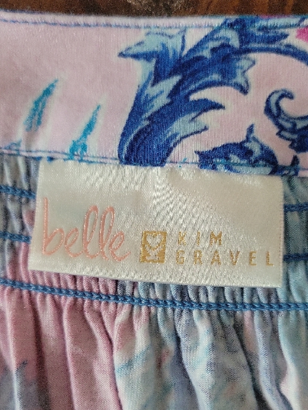 Belle by Kim Gravel Boho Tunic Top Pink Blue Paisley Print Oversized M, Resort - Picture 2 of 7